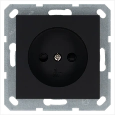 Изображение Розетка без заземления с защитными шторками 16A 250V~ 2P, цвет черный матовый (soft touch)